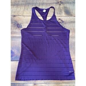 Womens Athleta Maroon Mesh Striped Racerback Tank Top Size M‎